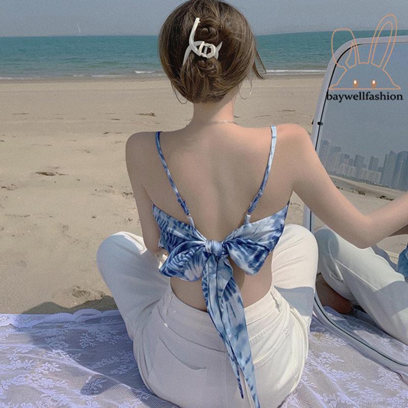 Áo Croptop Sát Nách Hoạ Tiết In Thiết Kế Hở Lưng Quyến Rũ | BigBuy360 - bigbuy360.vn