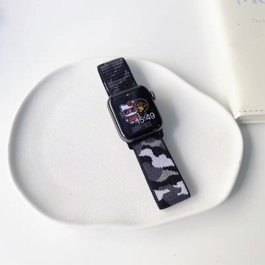 Dây Đeo Đồng Hồ Dạng Bện Bằng Nylon Co Giãn 44mm 40mm 45mm 41mm 42mm 38mm 45 mm Cho Apple Watch iWatch Series 3 5 SE 6 7