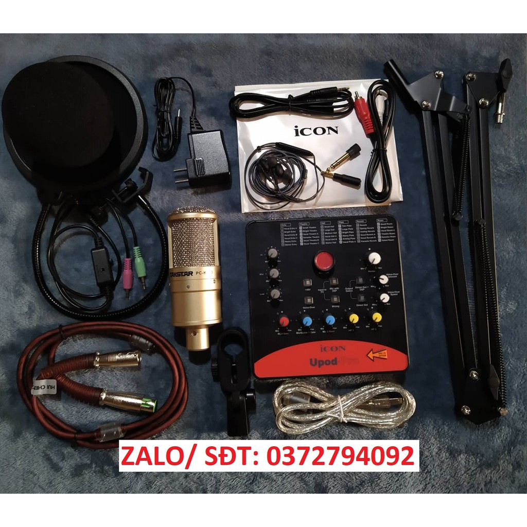 Combo trọn bộ mic thu âm Takstar PC K200 và sound card icon upod pro tặng tai nghe