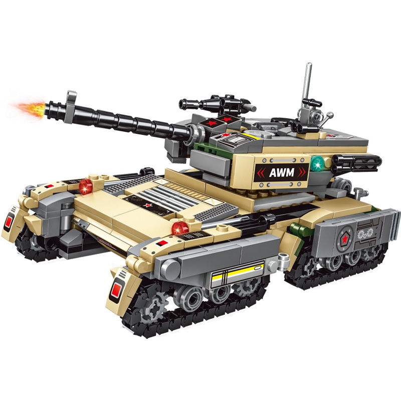 Bộ đồ chơi xếp hình xe tăng 1126ct, lego xe tăng bọc thép, trực thăng Flcom vàng đất, xe swat robot