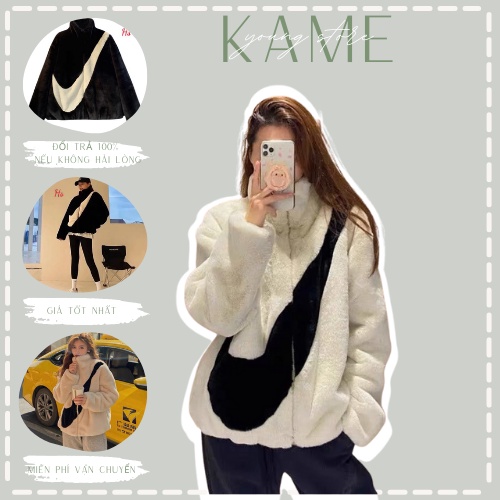 Áo Khoác Lông In Ni.ke Chữ To Kame Young Store