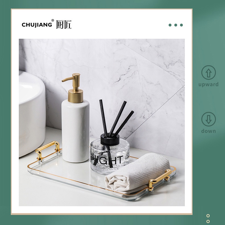 Khay Đựng Tách Trà Viền Mạ Vàng Phong Cách Châu Âu Sang Trọng