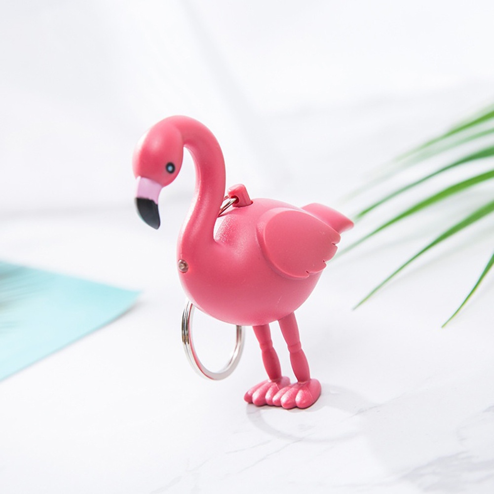 Móc Khóa Hình Chim Hồng Hạc Có Đèn Led Dễ Thương