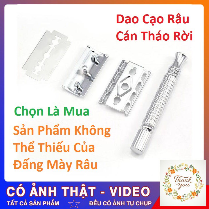 Dao Cạo Râu INOX Phong Cách Cổ Điển Cán Tháo Rời,An Toàn,Tiện Lợi,Kèm Dao Cạo Và Hộp Gương[ Video Sản Phẩm Trực Tiếp ]