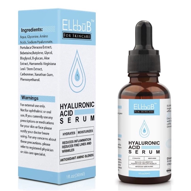 Serum trắng da mờ nám Premium 20% Vitamin C / Hyaluroic ELBBUB 30ml USA