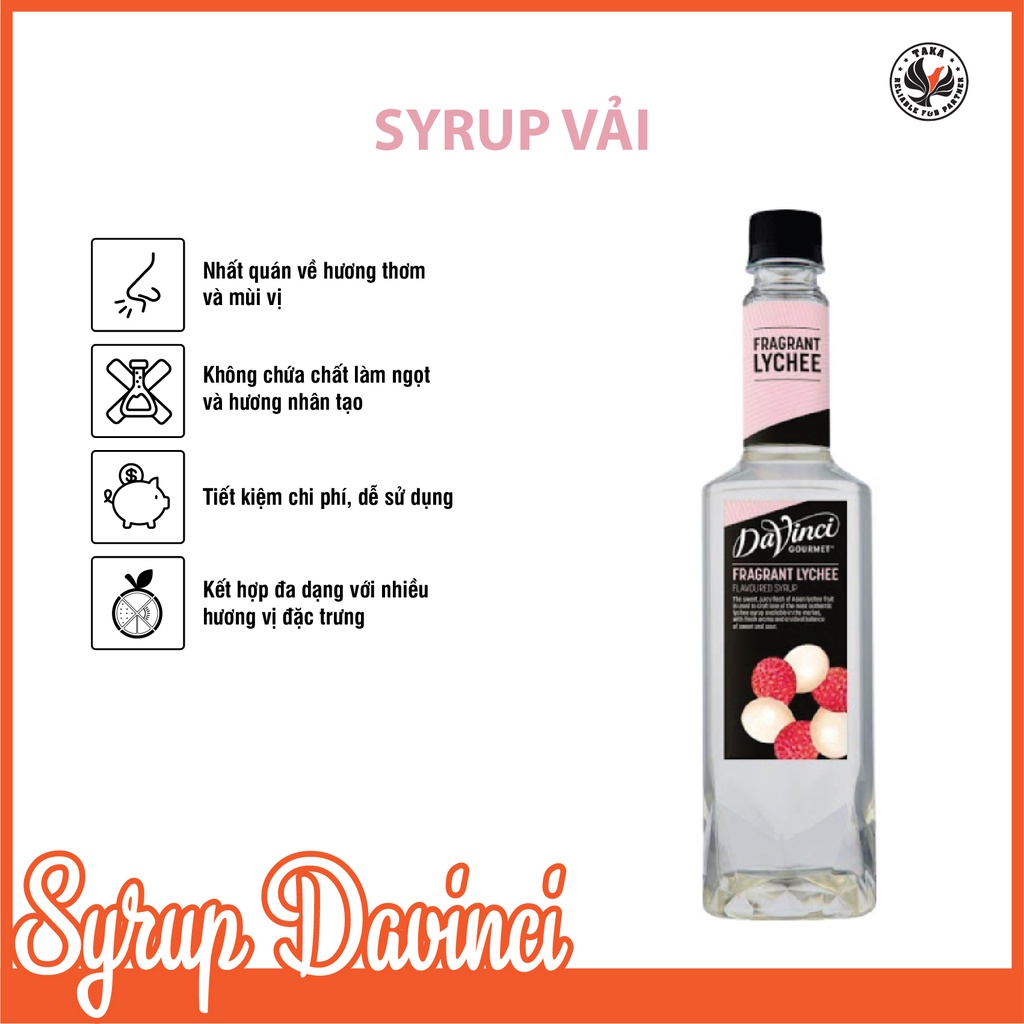 Siro Davinci Vải chai 750ml. Hàng công ty có sẵn. Giao hàng ngay