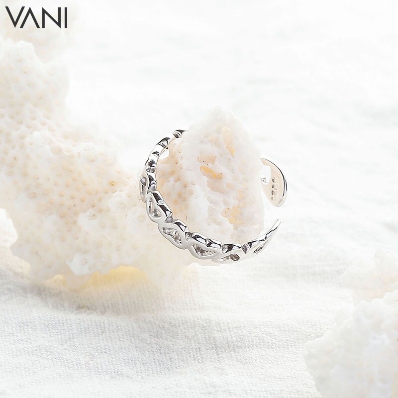 Nhẫn Bạc Hình Tim Rỗng / Ngôi Sao / Gợn Sóng / Tim Đá / Cỏ 4 Lá / Vương Miệng / Bóng