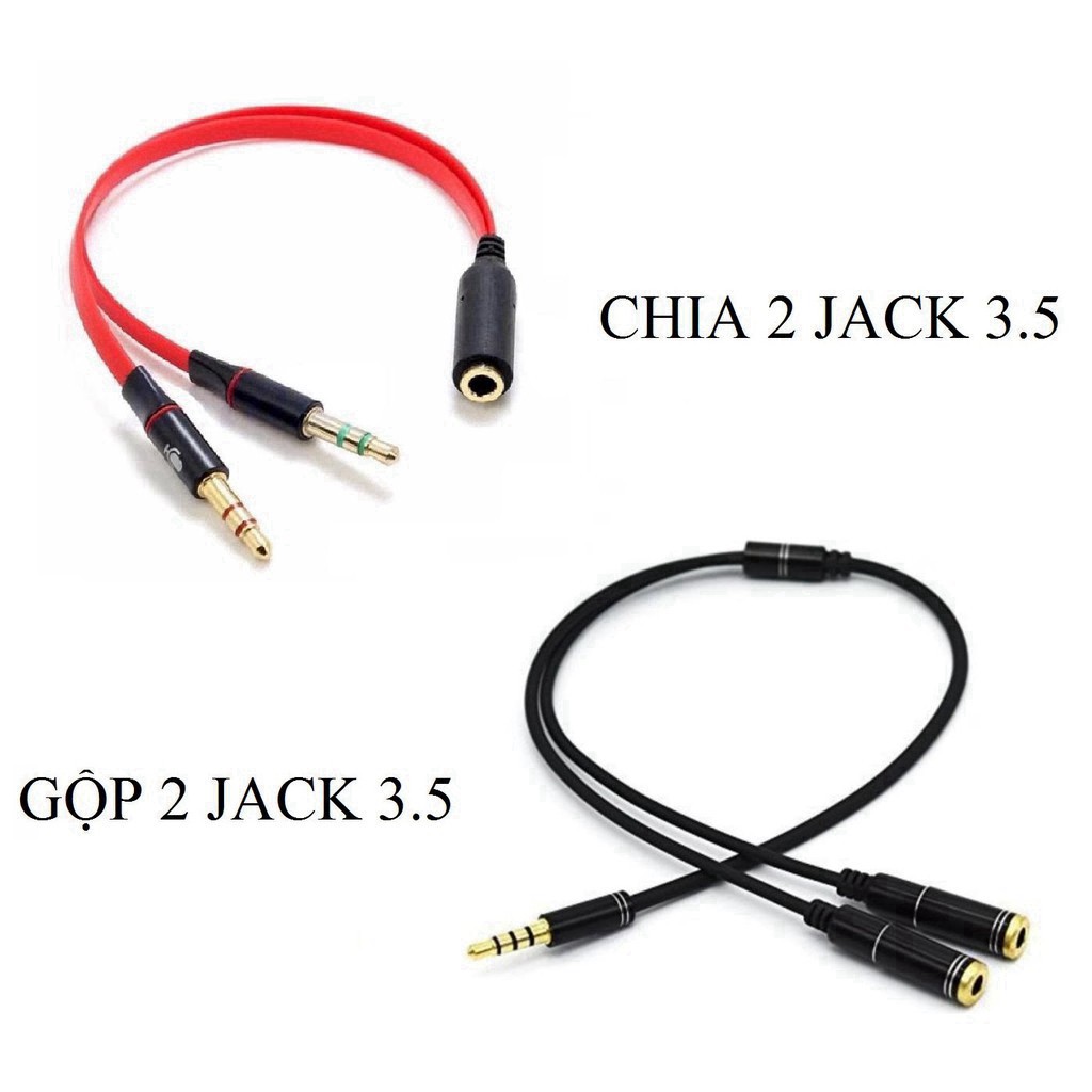QN0095 ODJH DÂY GỘP 2 JACK 3.5 MICRO + TAI NGHE THÀNH 1 LỖ CẮM JACK 3.5 LY và Cáp gộp audio và mic 3.5mm Jack gộp tai ng