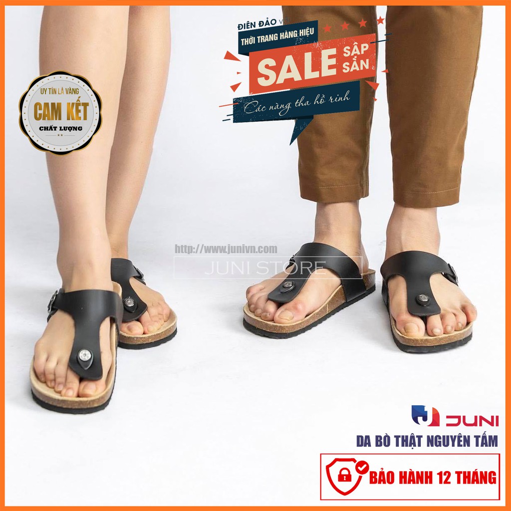 [DA BÒ THẬT] D07- Dép Sandal nam/nữ xỏ ngón Birken Bioline Unisex (Đế trấu) - Juni Store