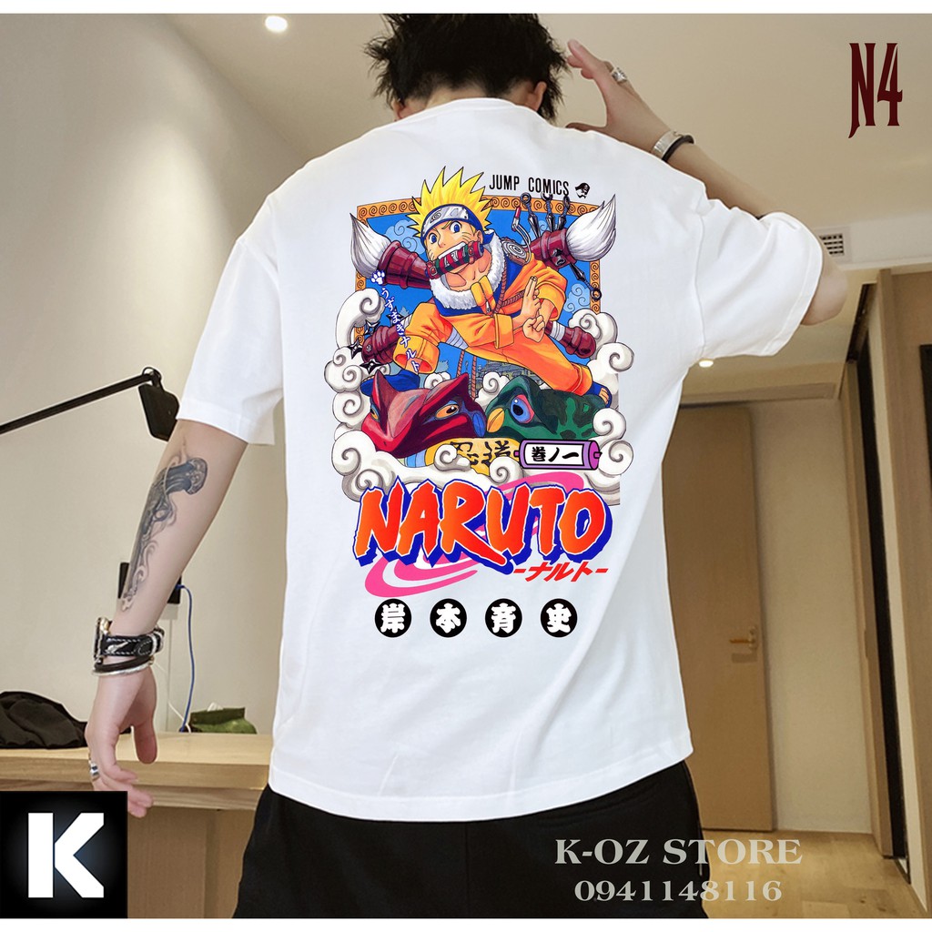áo thun NARUTO N4 OVERSIZE UNISEX nam nữ ( 2 màu ĐEN- TRẮNG)