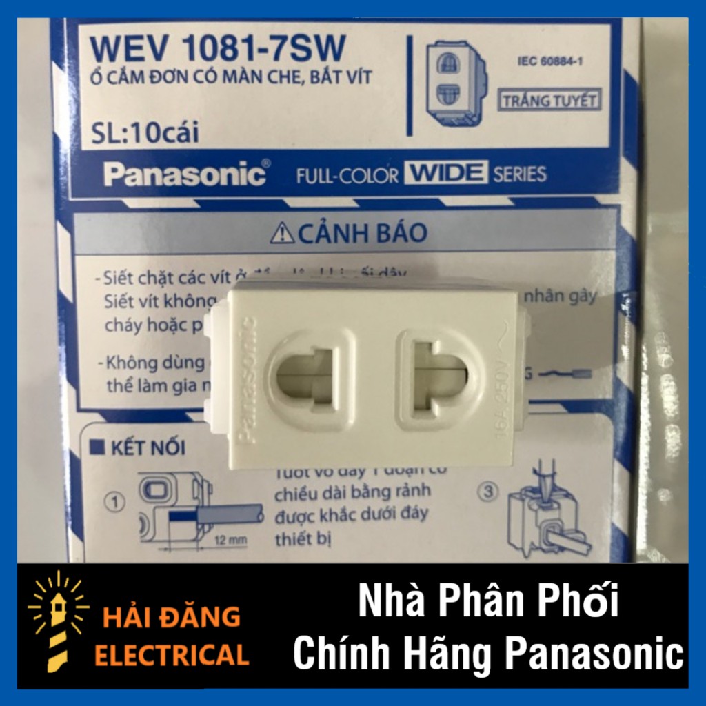 [Bộ 10 Hạt] Ổ cắm Panasonic dòng Wide - Dòng ổ cắm đơn 2 chấu dạng hạt lớn Panasonic