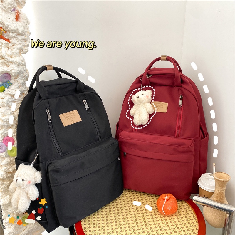 Ba Lô nylon Màu Trơn Chống Nước Sức Chứa Lớn Thời Trang Hàn Quốc 2022 Mới