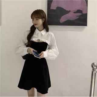 Đầm tiểu thư đen trắng 😁😁😁