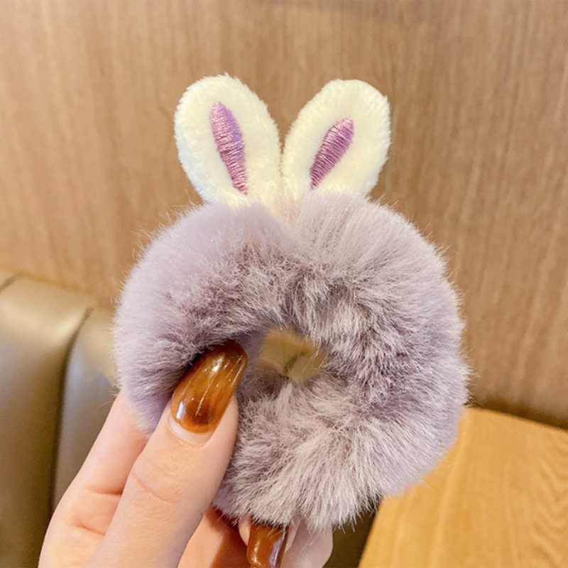 Dây Cột Tóc Đuôi Ngựa Co Giãn Đính Lông Thỏ Dễ Thương Giá Đỡ