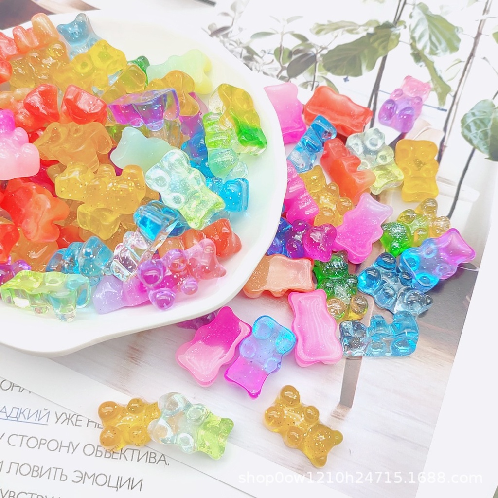 Set 2 Phụ Kiện Nút Giày Thời Trang#Dây Treo Hình Gấu Màu Gradient Xinh Xắn