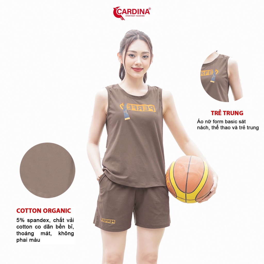Đồ Bộ Nữ 𝐂𝐀𝐑𝐃𝐈𝐍𝐀 Chất Cotton Nhật Cao Cấp Quần Đùi Áo Sát Nách Co Giãn 4 Chiều Thoáng Mát 2CF08