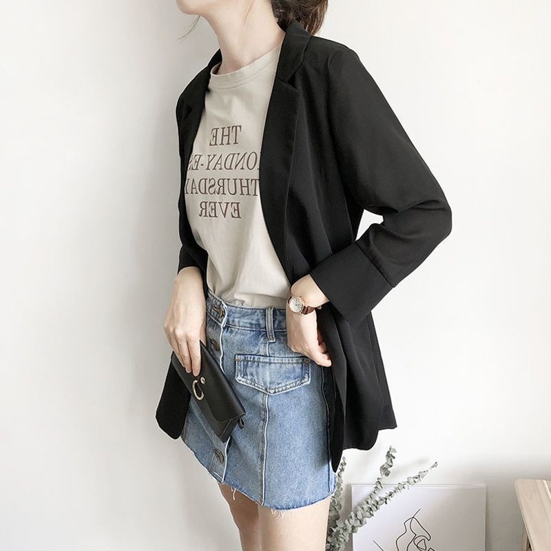 Áo Khoác Vest Vải Voan Mỏng Dáng Rộng Phong Cách Hàn Quốc Thời Trang Mùa Thu Mới Cho Bạn Gái