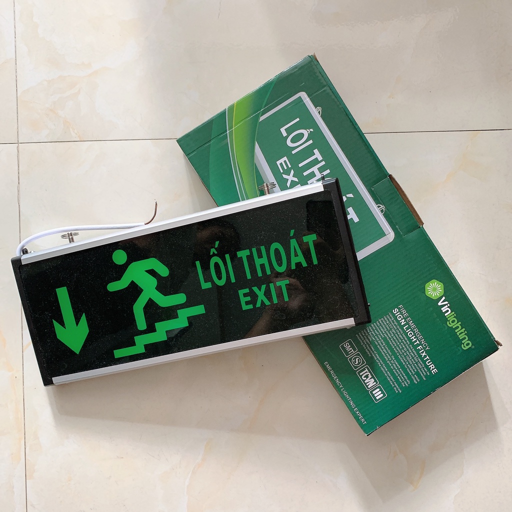 Thiết Bị Phòng Cháy Chữa Cháy - Đèn Exit Chỉ Dẫn Thoát Hiểm Xuống Cầu Thang Bên Trái DEN-TH-06