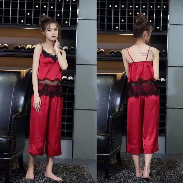 Bộ đồ ngủ lửng pha ren cao cấp