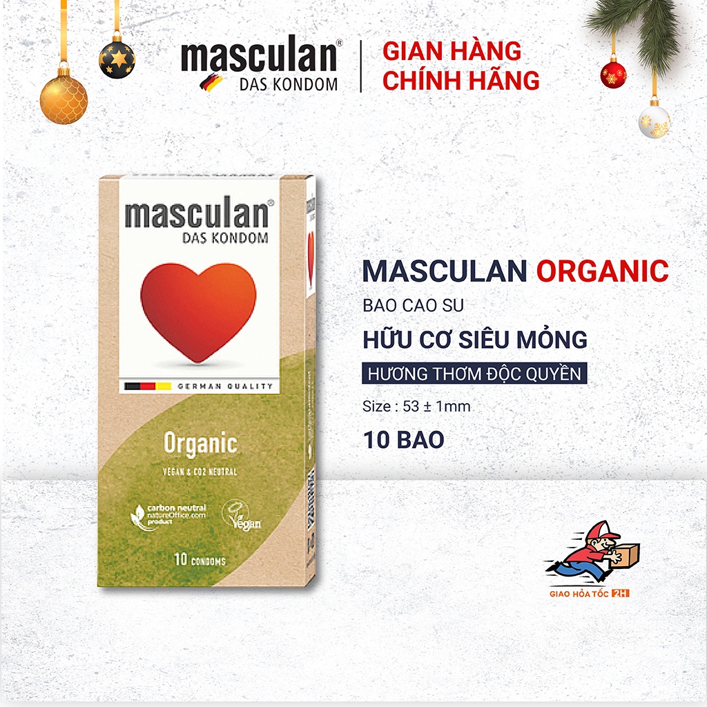 Bao cao su Masculan Organic siêu mỏng - Tự phân hủy bảo vệ môi trường