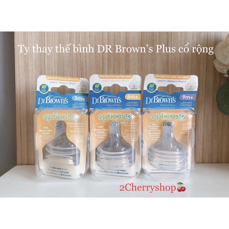 Núm ty Dr Brown’s Plus + mẫu mới Cổ Rộng