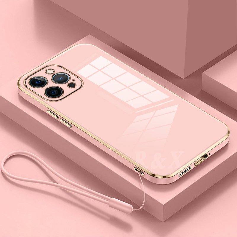 Ốp Điện Thoại Silicon Dẻo Vuông Mạ Màu 6D Thời Trang Cho iPhone 14 Pro Max iPhone 14 iPhone13 iPhone12 iPhone11 R &amp; X