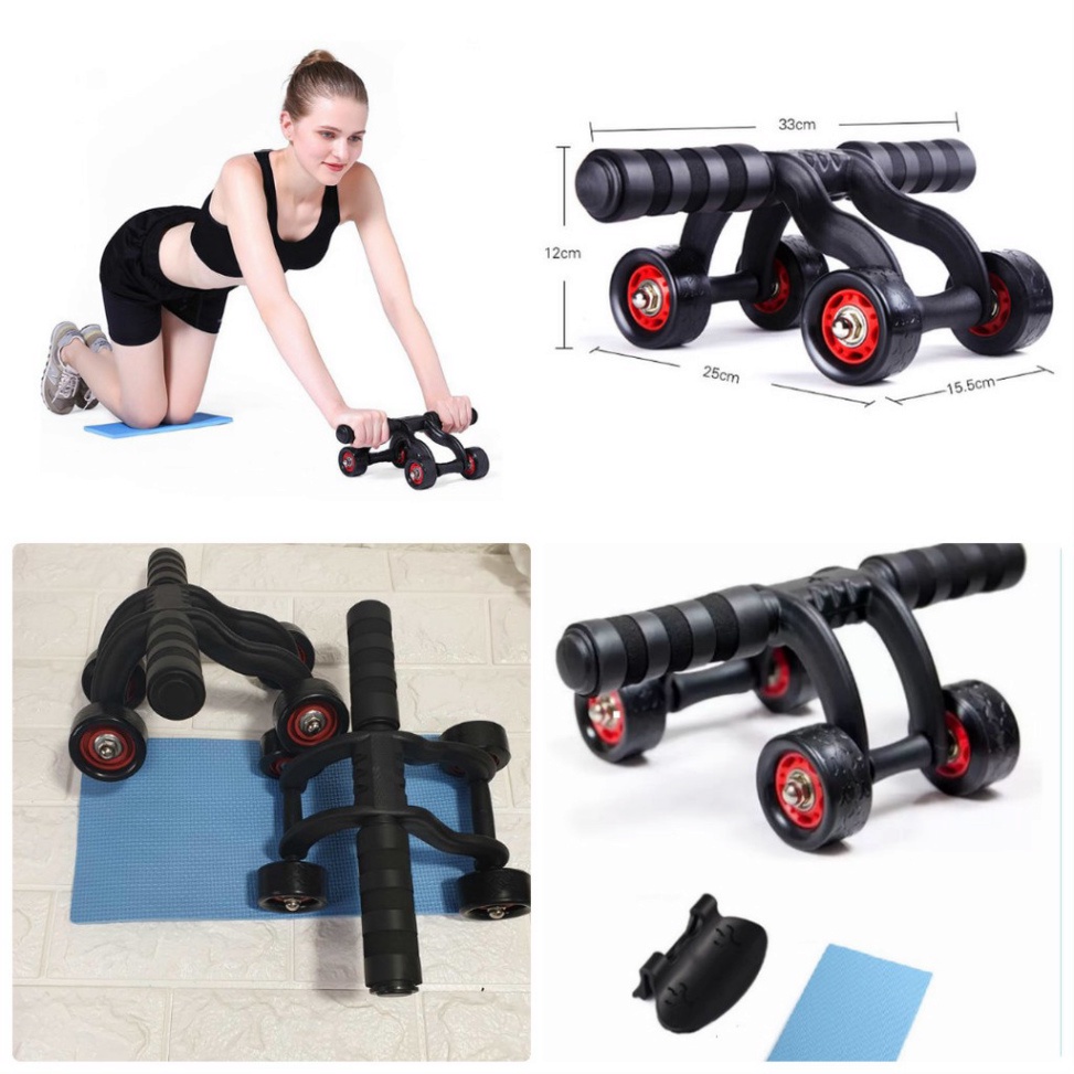 Con lăn tập cơ bụng 4 bánh tặng kèm thảm lót gối ! XẢ KHO ! Dụng cụ tập gym thể dục thể thao con lăn tập bụng 4 bánh sas