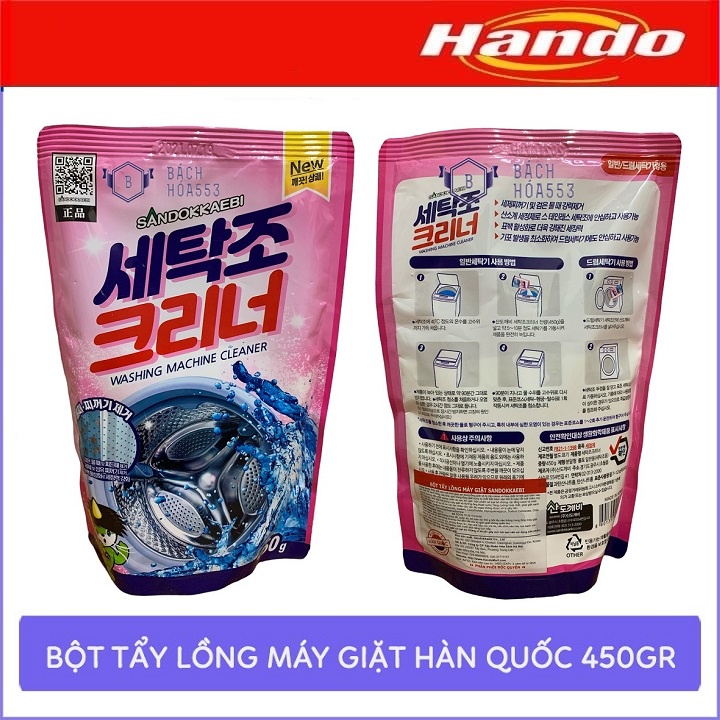 Gói bột tẩy vệ sinh lồng máy giặt Sandokkaebi Hando 450g