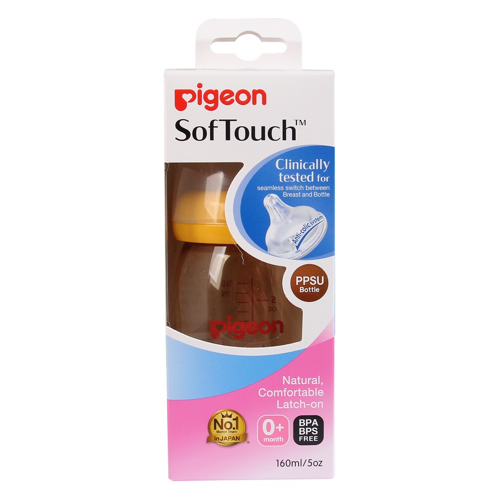 Hàng Nhật - Bình sữa Pigeon Softtouch nhựa PPSU 160ml / 240ml - có tem chống hàng giả