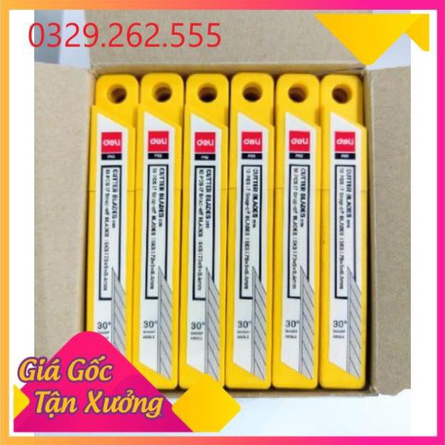 (Sale Khủng)  10 cái Lưỡi dao trổ 30 độ deli - lưỡi dao dọc giấy deli loại bé 9mm