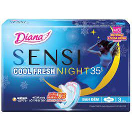 Băng vệ sinh Diana Sensi Night Cool 35cm có cánh (3 miếng)