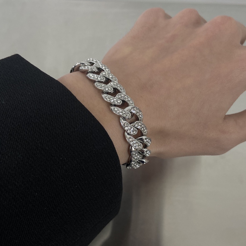 Vòng Tay Đính Đá Toàn Bộ Phong Cách hip hop Thời Trang Cho Nam Và Nữ