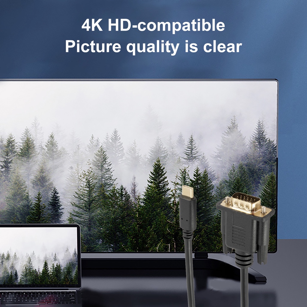 Dây cáp chuyển đổi cổng USB 3.1 Type-C sang VGA 1080P cho màn hình máy tính