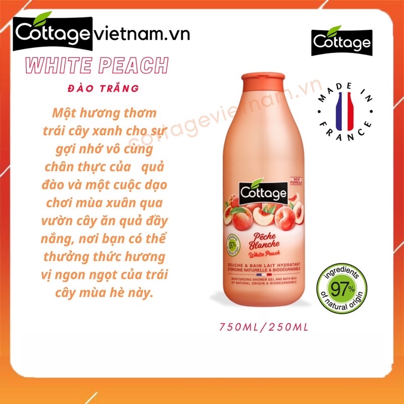 Sữa tắm Cottage của Pháp, phân phối chính hãng, dung tích 250ml/750ml