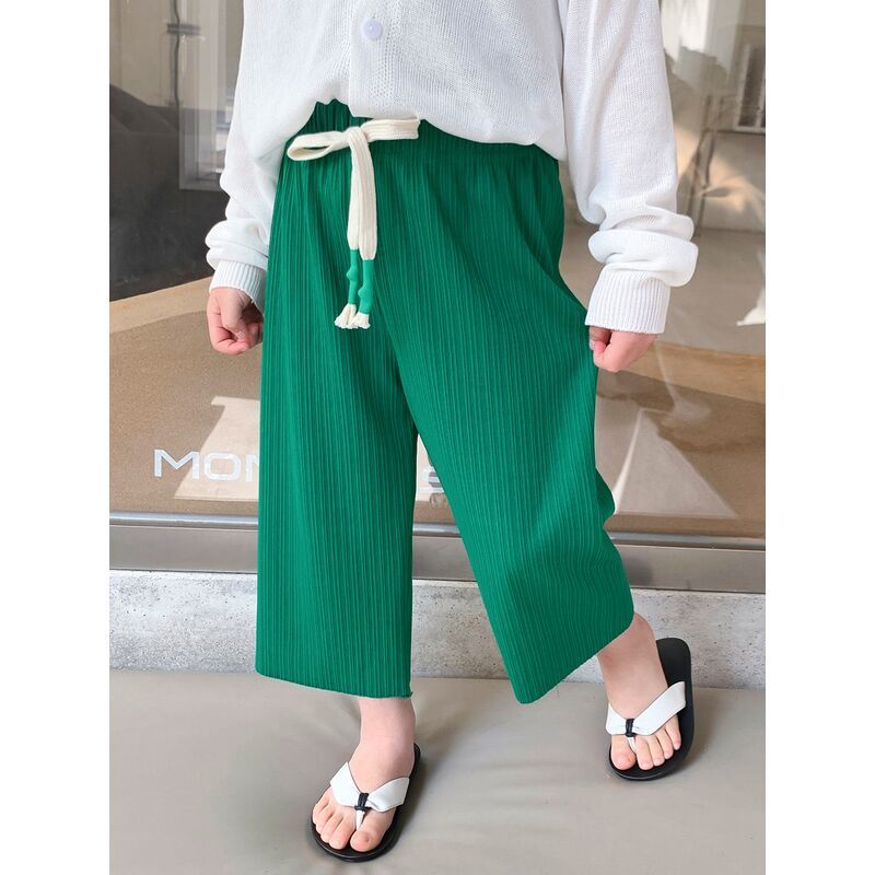 [Babycat] Hàng Có Sẵn Quần Ống Rộng Bằng Lụa Lạnh Phong Cách Nhật Hàn Hàn Quốc Thời Trang Mùa Hè Dành Cho Bé Gái 2022