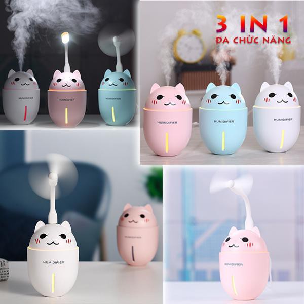 Máy phun sương tạo ẩm kèm quạt, có đèn led 3 in 1 siêu tiện dụng