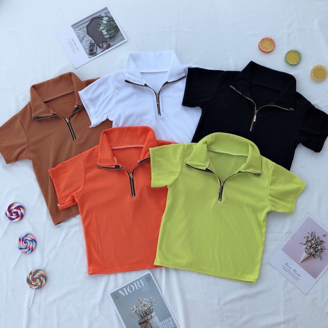 Áo croptop Borip khoá kéo ngực (Video)