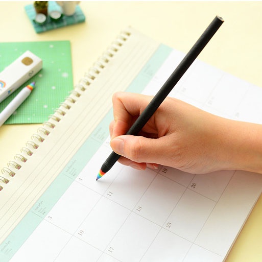 Bút Chì Giấy 2B Màu Cầu Vồng Sáng Tạo Cho Học Sinh