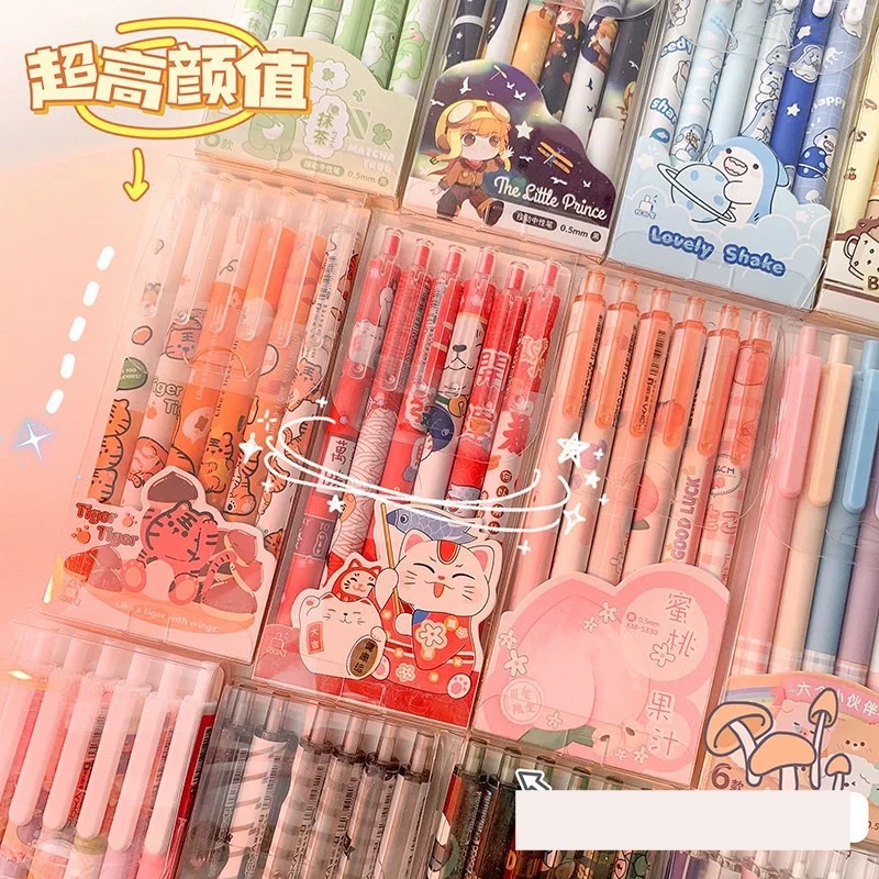 Set 6 bút bi hoạt hình dễ thương