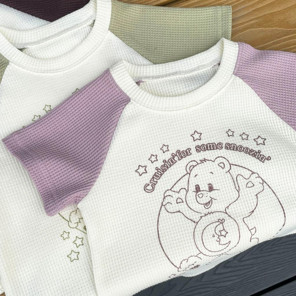 Bộ Áo Thun Tay Ngắn In Hoạt Hình Gấu + Quần Short Thời Trang Mùa Hè Cho Bé