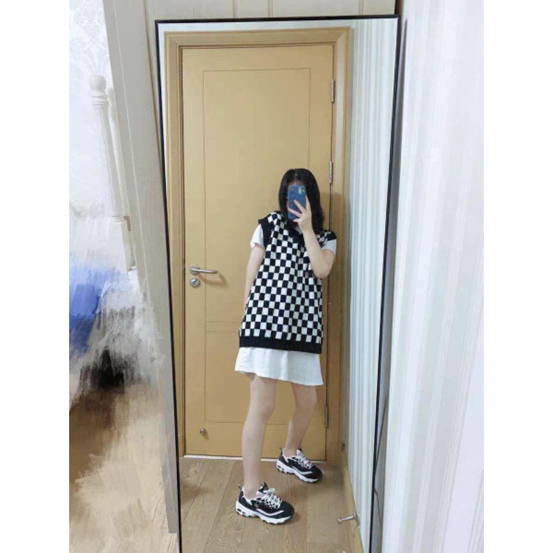 [Order] Áo len gile kẻ caro dáng oversize giống idol (ảnh thật)