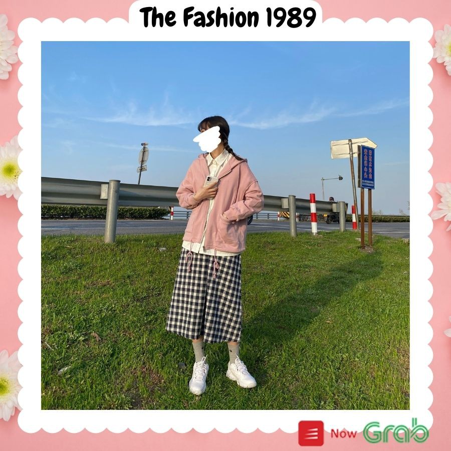 Chân váy dài kẻ caro, chân váy xòe phong cách nữ sinh Nhật Bản (Sẵn)