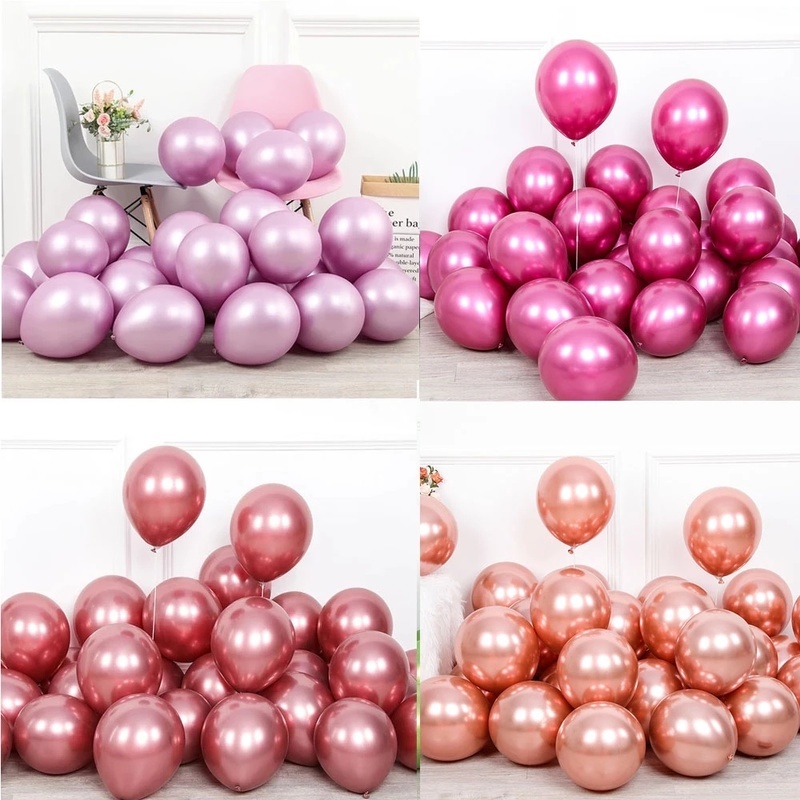 Bộ 5 Bong Bóng 12 &quot;Bằng Cao Su Latex Dày Màu Vàng Hồng Trang Trí Tiệc