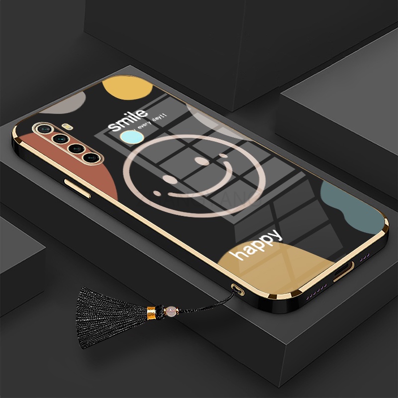 Ốp Điện Thoại TPU Silicon Mạ Điện Phối Dây Tua Rua Hình Mặt Cười Cho Redmi note 8