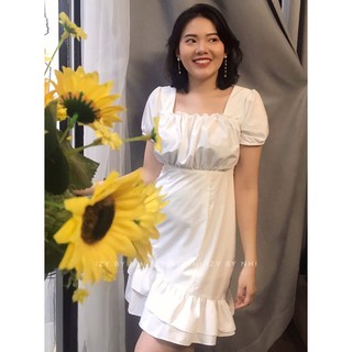 VÁY ĐẦM TRẮNG CỔ VUÔNG TIỂU THƯ BIGSIZE - SUNNY DRESS - IZYBYNHI
