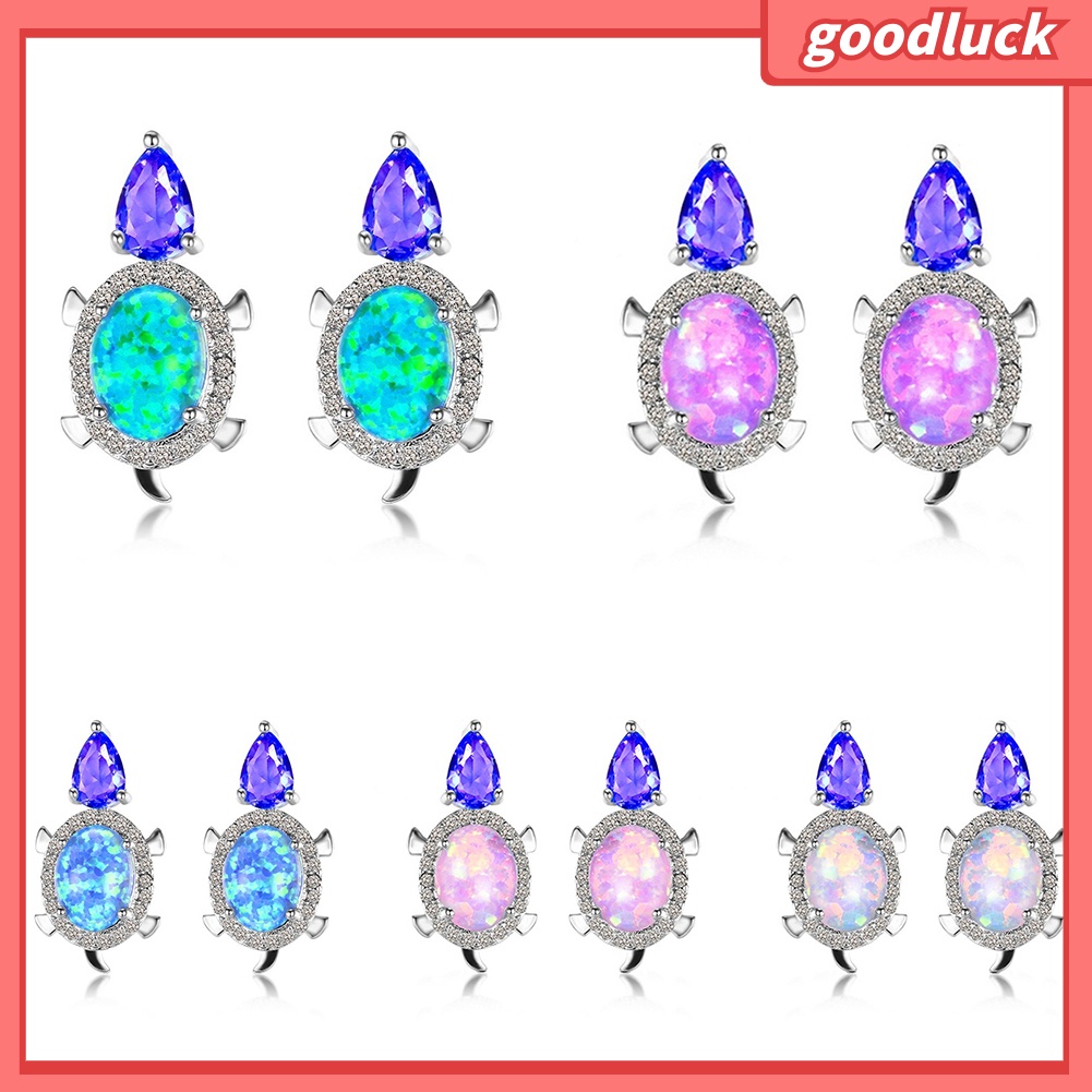 ps/Fashion Women Tortoise Faux Opal Rhinestone Ear Stud Earrings Party Jewelry