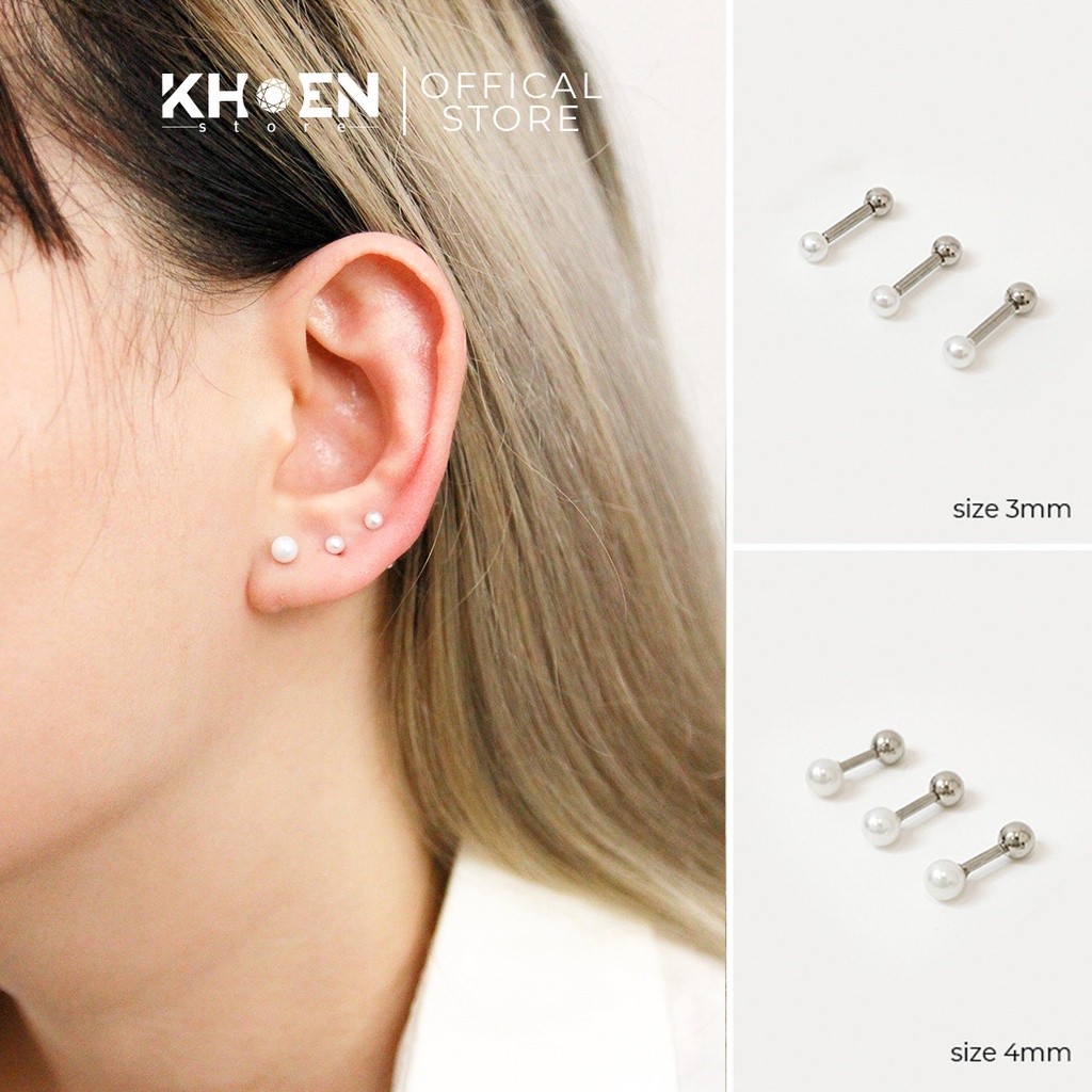- Khuyên tai ngọc trai đầu bi thép không gỉ - Khoen store