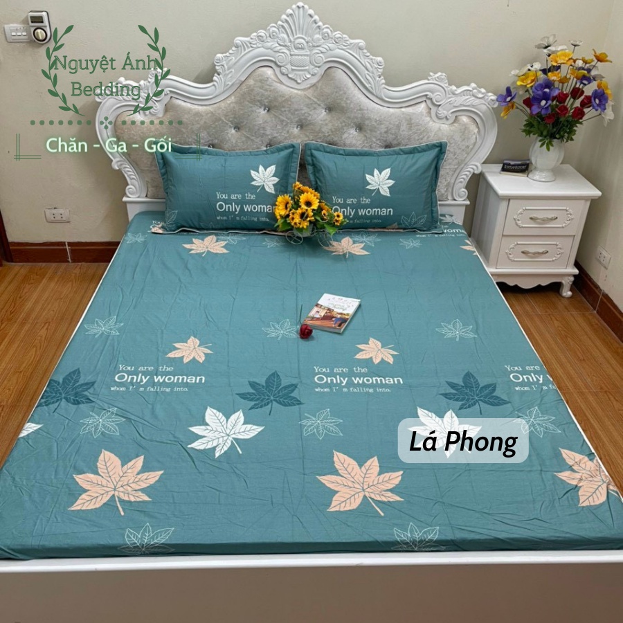 (FLASH SALE)Bộ ga giường 3 món Cao Cấp Cotton loại đẹp nhiều mẫu full size (Drap giường + 2 vỏ gối) - Mẫu Dương sỉ xanh