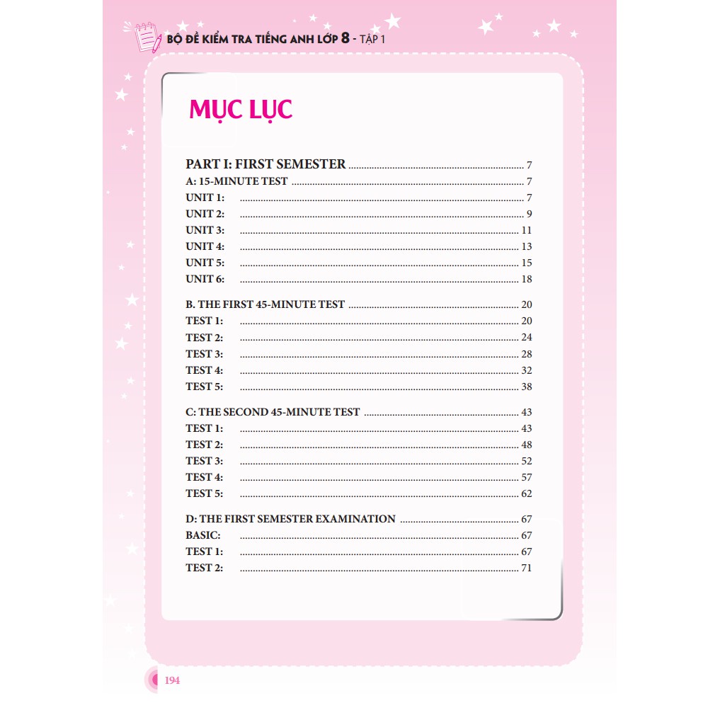 Sách - Bộ đề kiểm tra tiếng Anh lớp 8 tập 1 - Có đáp án Tặng Kèm Bookmark