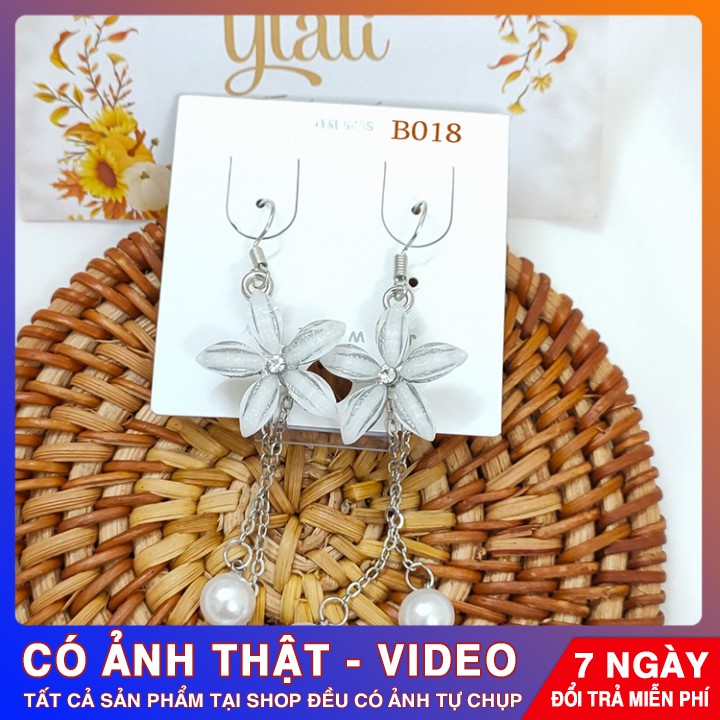 [FREE SHIP]Bông Tai Dài Hình Hoa 5 Cánh Phong Cách Hàn Quốc K018